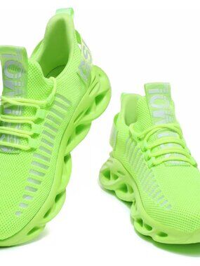 Women's Green Walking Mesh Knit Non Slip Gym Casual Imported Soft Sneaker Shoes